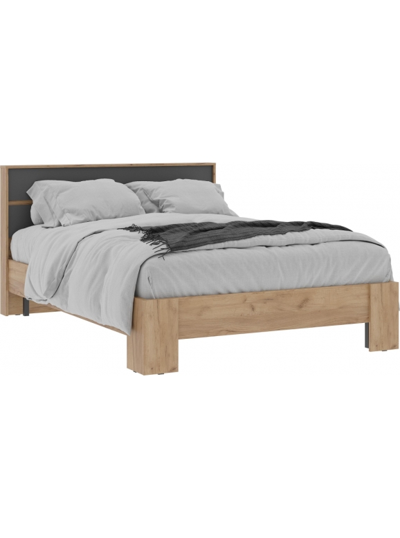 Полутораспальная кровать Элла КР 02 140х200 серый графит 0162 / дуб крафт золото