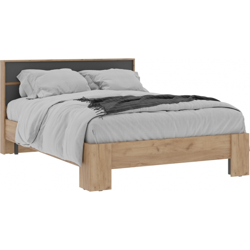 Полутораспальная кровать Элла КР 02 140х200 серый графит 0162 / дуб крафт золото