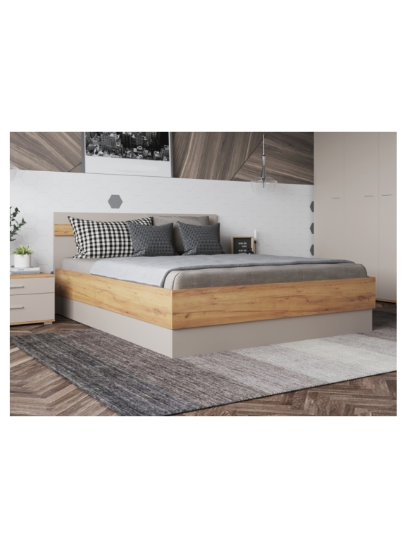 Полутораспальная кровать Кассандра 140х200 дуб крафт золотой / кашемир