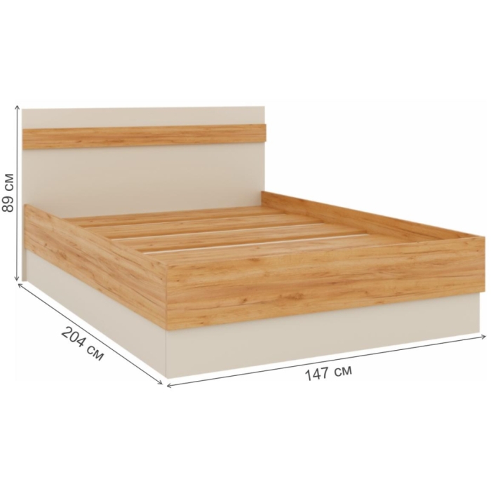 Полутораспальная кровать Кассандра 140х200 дуб крафт золотой / кашемир