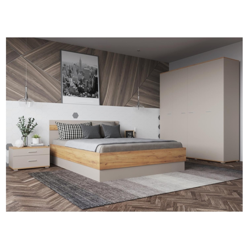 Полутораспальная кровать Кассандра 140х200 дуб крафт золотой / кашемир