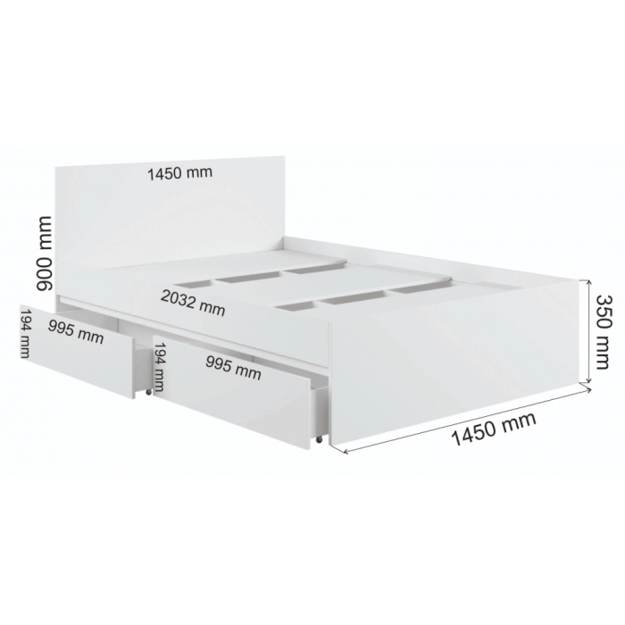 Полутораспальная кровать Мадера 140х200 белый