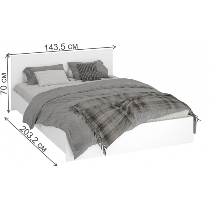 Полутораспальная кровать Адайн КР-140 140х200 белое дерево / белое дерево