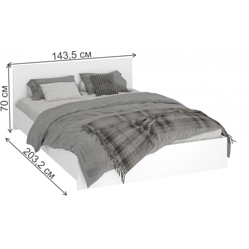 Полутораспальная кровать Адайн КР-140 140х200 белое дерево / белое дерево