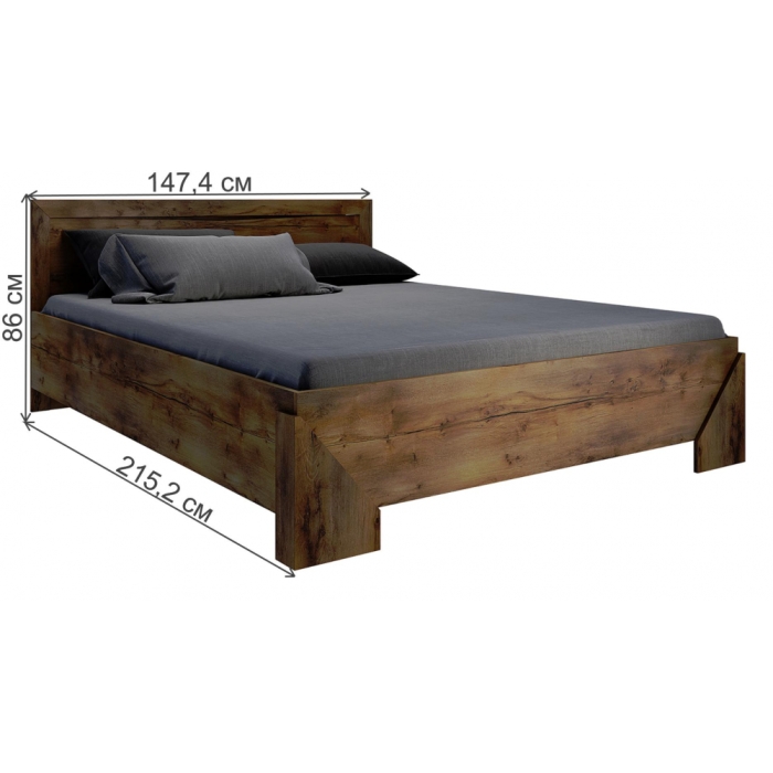 Полутораспальная кровать Саманта 140х200 ЛДСП таксония шоколадная