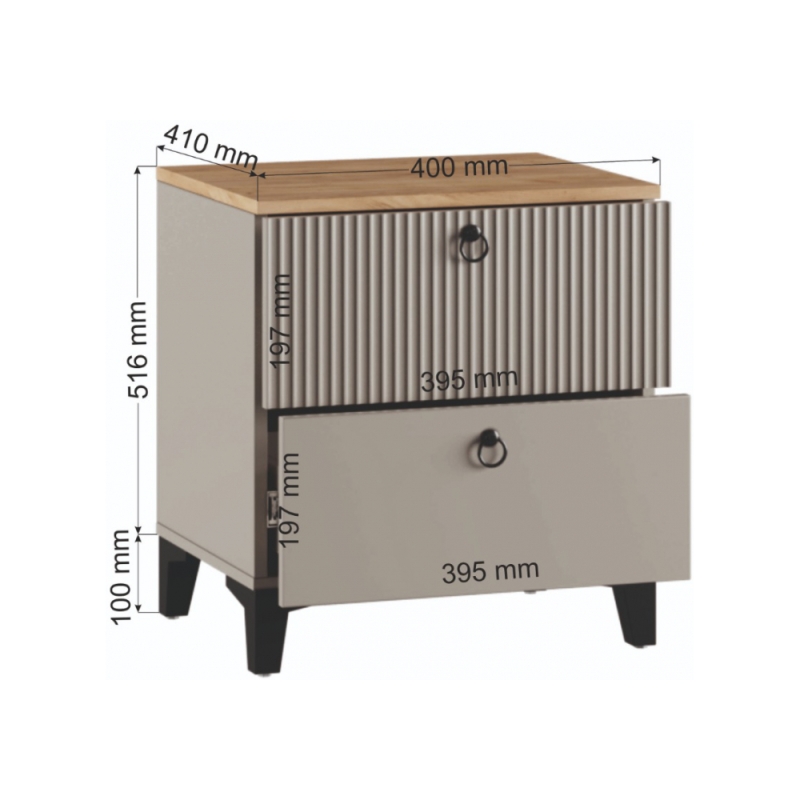 Прикроватная тумба Ника ПВШ бежевый мат-05 / кашемир / дуб делано