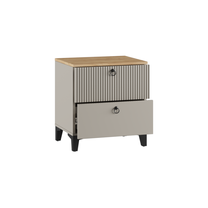 Прикроватная тумба Ника ПВШ бежевый мат-05 / кашемир / дуб делано