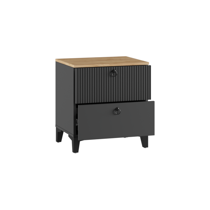 Прикроватная тумба Ника ПВШ эйхория QR-17 / графит / дуб делано