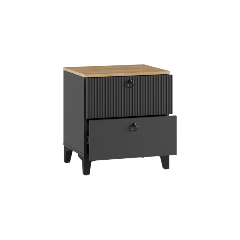 Прикроватная тумба Ника ПВШ эйхория QR-17 / графит / дуб делано