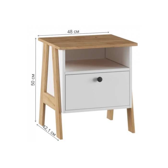 Прикроватная тумба Теодора белый / крафт золотой