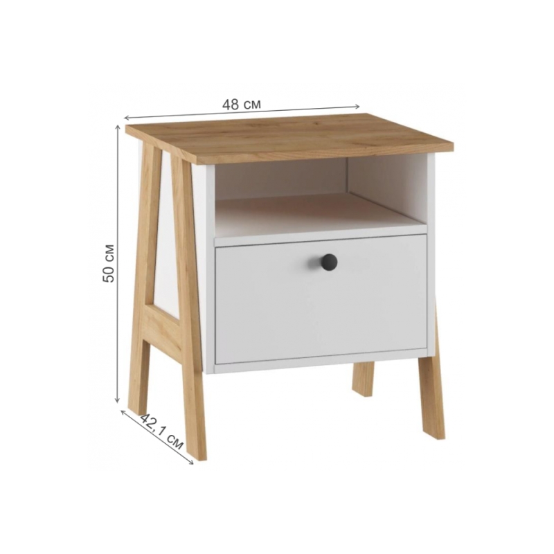 Прикроватная тумба Теодора белый / крафт золотой