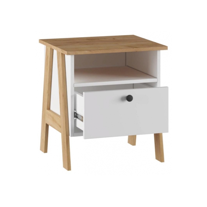 Прикроватная тумба Теодора белый / крафт золотой