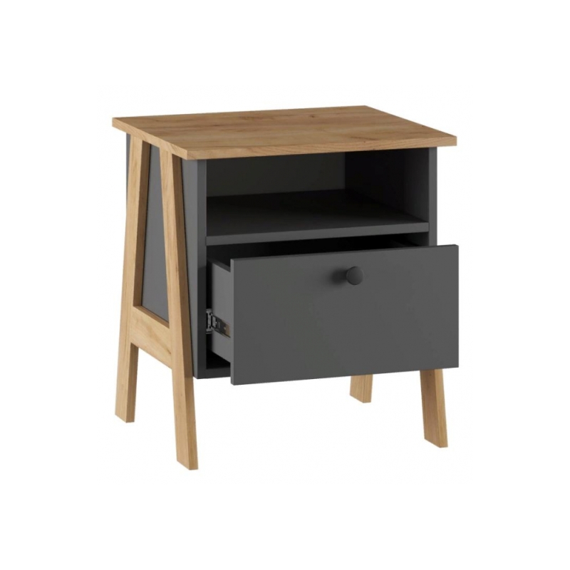 Прикроватная тумба Теодора графит / крафт золотой