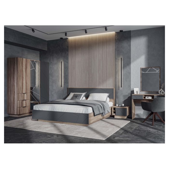 Шкаф Диамо ШК 01 софт графит / дуб каньон