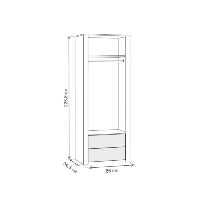 Шкаф Джастин 13.339 белый PE шагрень / дуб белый exclusive OW D4430