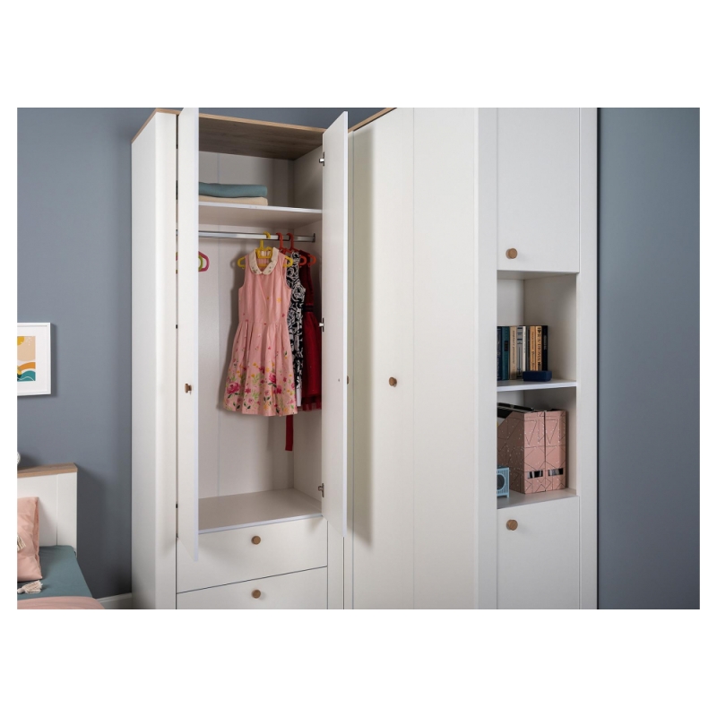 Шкаф Джастин 13.339 белый PE шагрень / дуб белый exclusive OW D4430