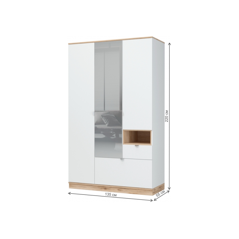 Шкаф Джидда 1350 белый / дуб делано