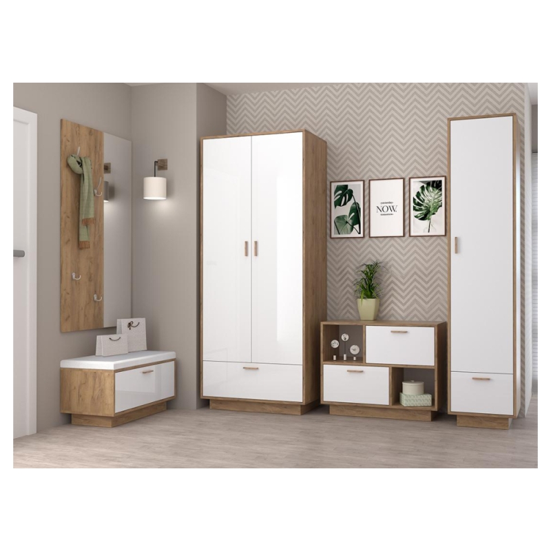 Шкаф Эго Шк-1 на подиуме дуб крафт золотой / белый глянец