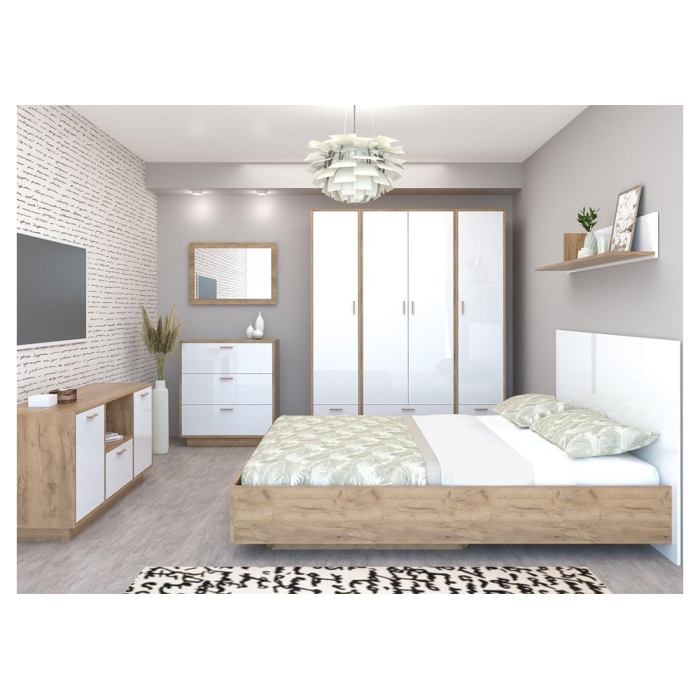 Шкаф Эго Шк-1 на подиуме дуб крафт золотой / белый глянец