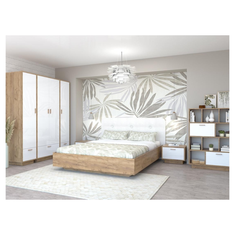 Шкаф Эго Шк-1 на подиуме дуб крафт золотой / белый глянец