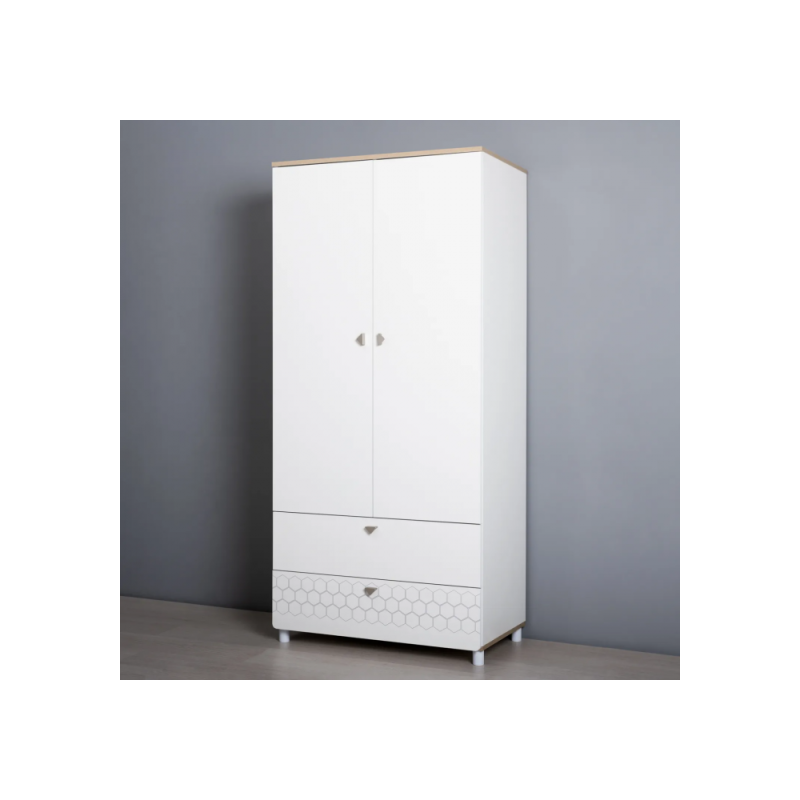 Шкаф Эльга белый шагрень / дуб белый exclusive