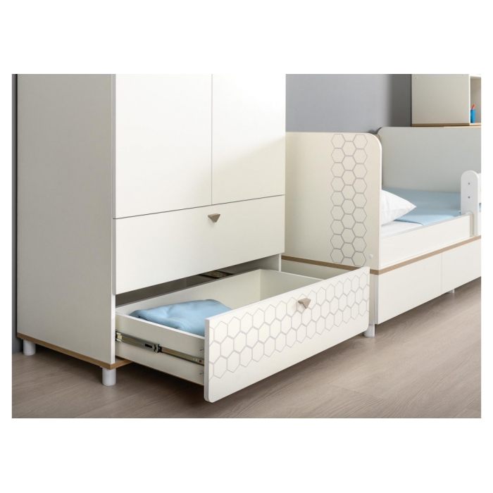 Шкаф Эльга белый шагрень / дуб белый exclusive