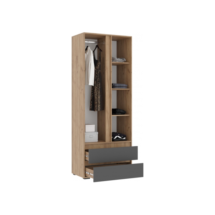 Шкаф Элла ШК 01 серый графит 0162 / дуб крафт золото