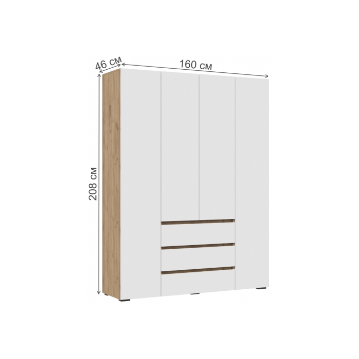 Шкаф Элла ШК 05 белый / дуб крафт золото