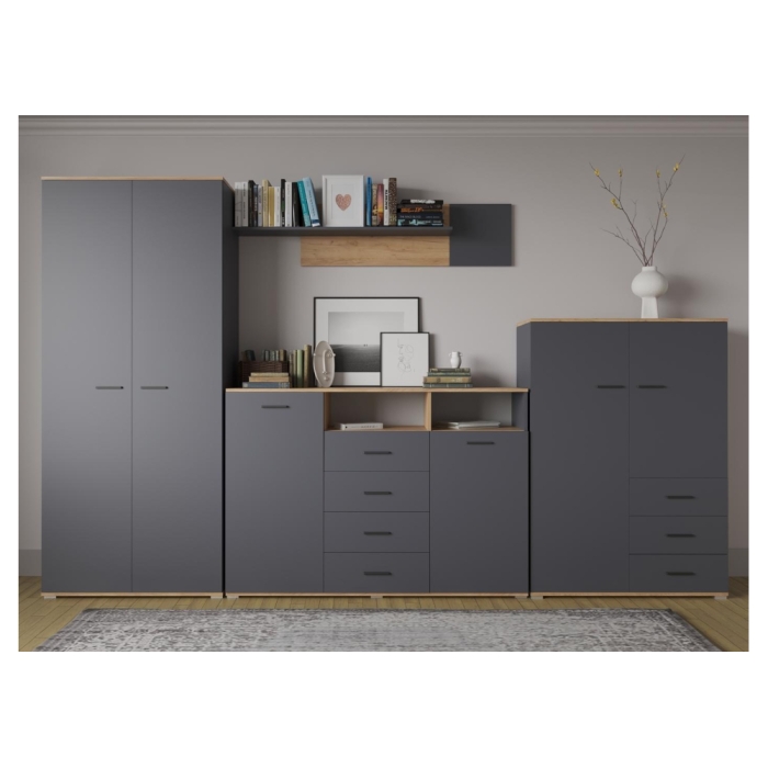 Шкаф Кассандра 92 дуб крафт золотой / антрацит