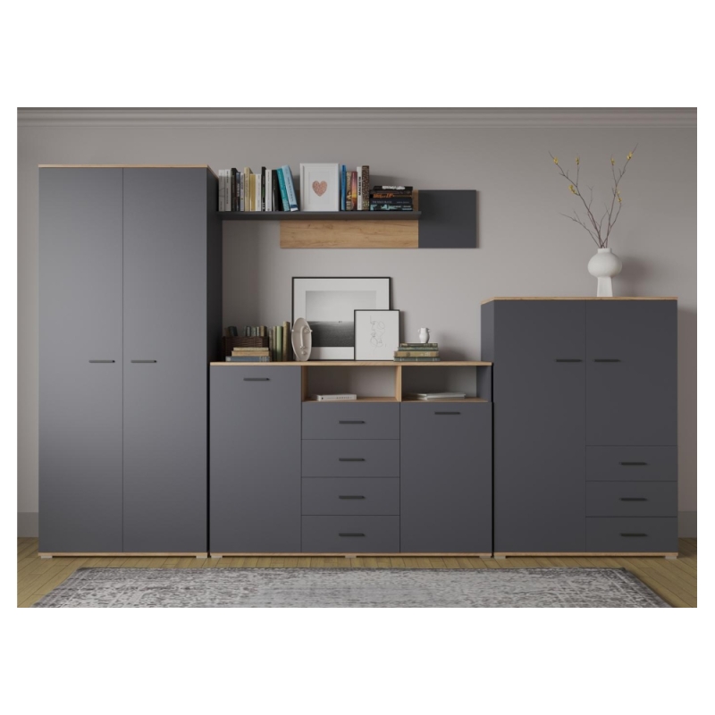 Шкаф Кассандра 92 дуб крафт золотой / антрацит