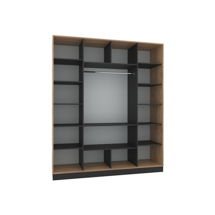 Шкаф Леви 187 дуб крафт золотой / черный / угольный камень