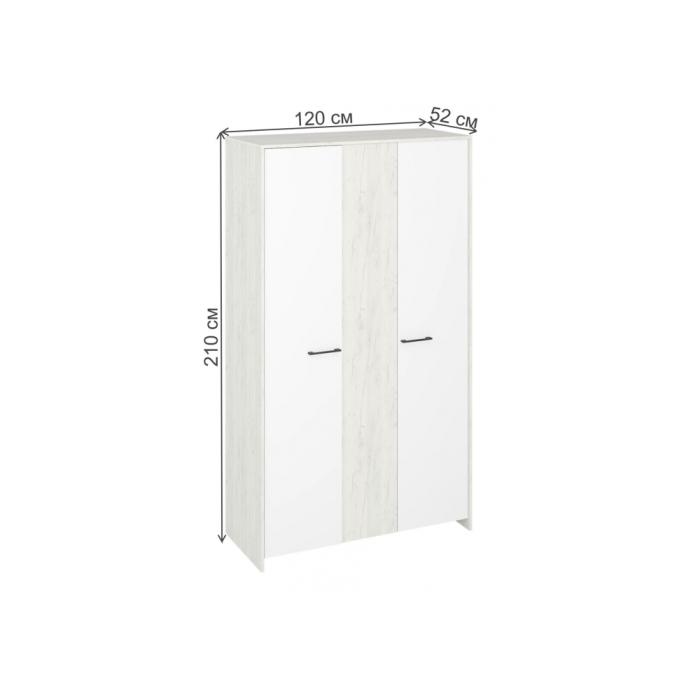 Шкаф Лимерик ШК-1200 дуб крафт белый / белый / дуб крафт белый