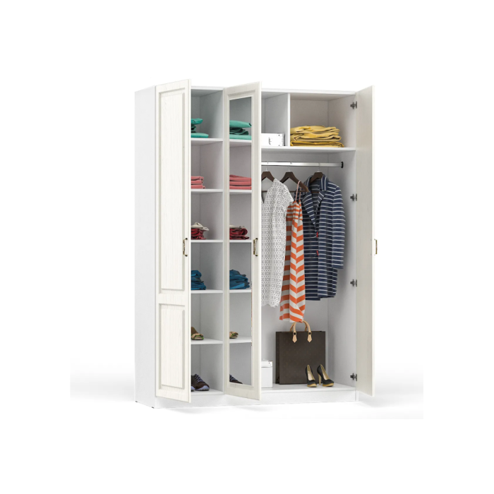 Шкаф Ливерпуль с зеркалом белый / ясень ваниль