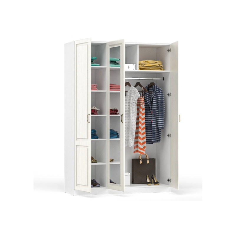 Шкаф Ливерпуль с зеркалом белый / ясень ваниль