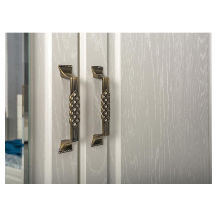 Шкаф Ливерпуль с зеркалом белый / ясень ваниль