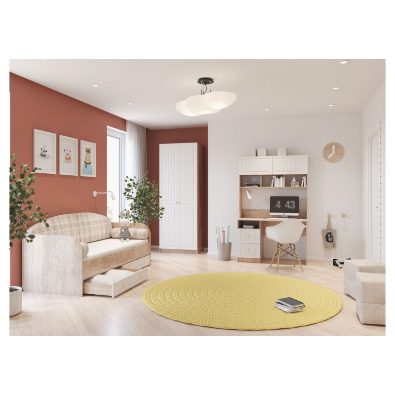 Шкаф Майя М-02 дуб баррик светлый / крем брюле