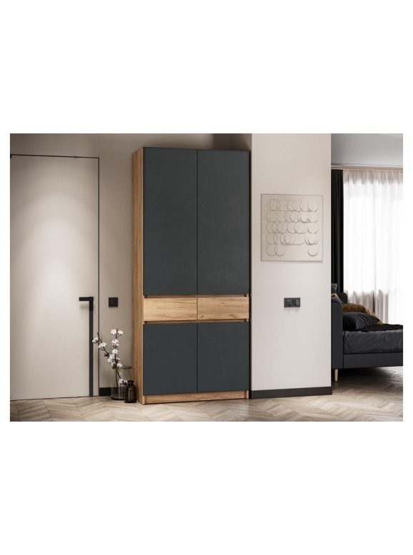 Шкаф Молд 1000 дуб крафт золотой / серый графит