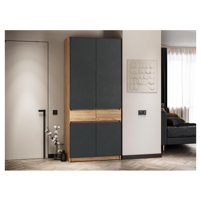 Шкаф Молд 1000 дуб крафт золотой / серый графит