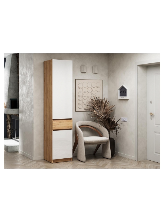 Шкаф Молд 500 дуб крафт золотой / глянец белый