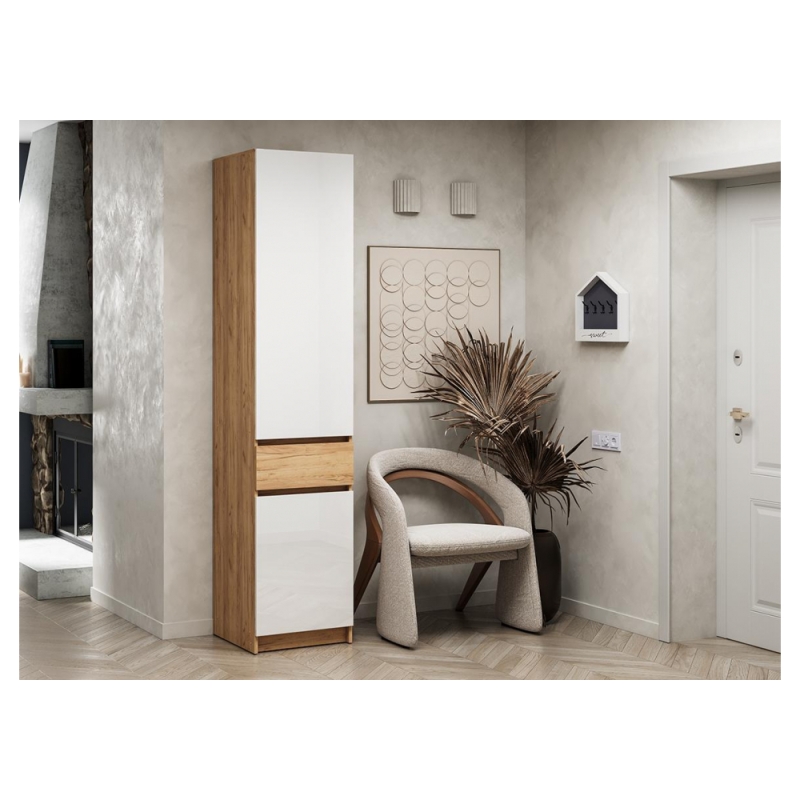 Шкаф Молд 500 дуб крафт золотой / глянец белый