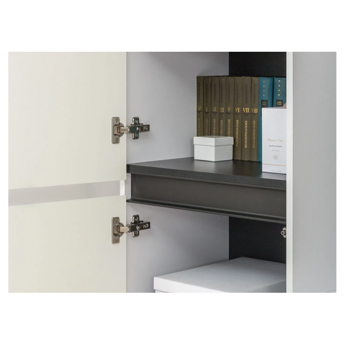 Шкаф Сейдиль белый премиум / черный / белый глянец