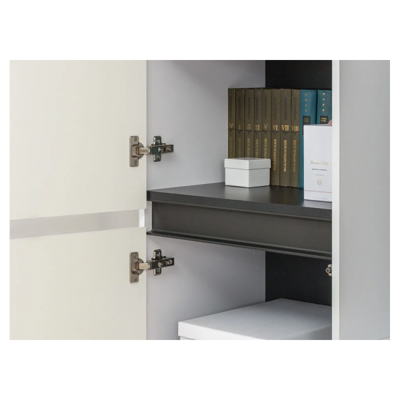 Шкаф Сейдиль белый премиум / черный / белый глянец