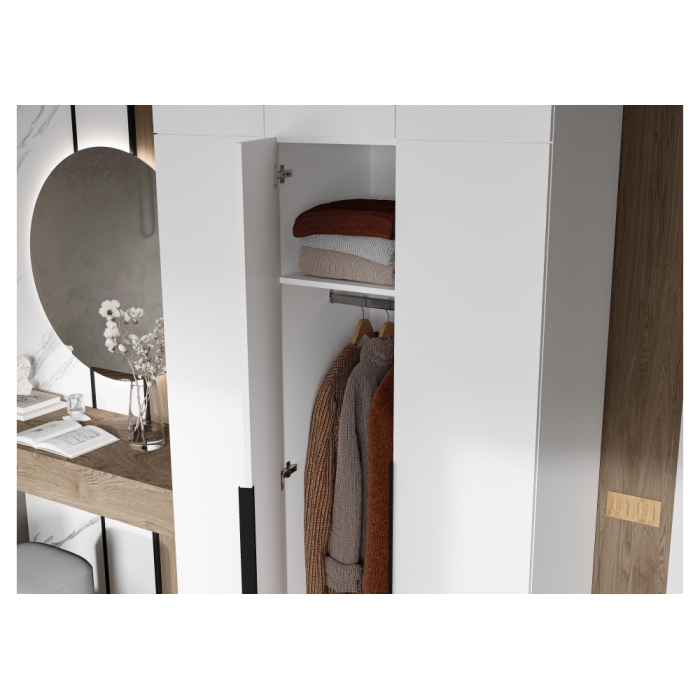 Шкаф Широн 1200 белый / белый с антресолью