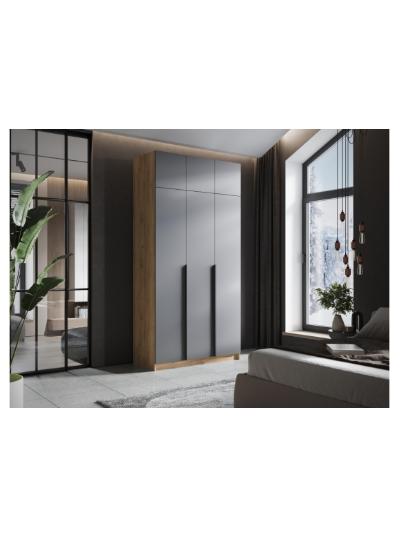 Шкаф Широн 1200 графит серый / дуб крафт золото с антресолью