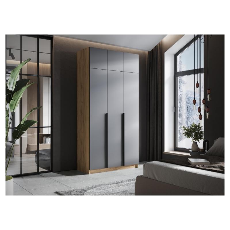 Шкаф Широн 1200 графит серый / дуб крафт золото с антресолью