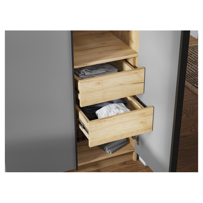 Шкаф Широн 1200 графит серый / дуб крафт золото с антресолью