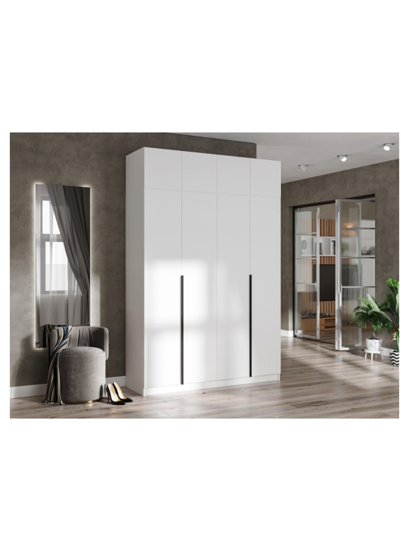 Шкаф Широн 1600 белый / белый с антресолью