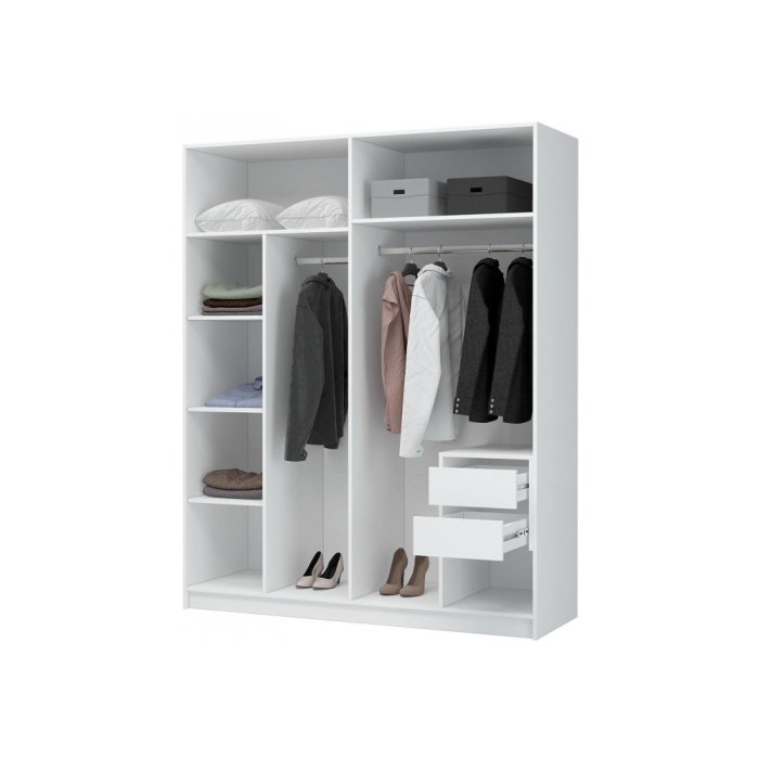 Шкаф Широн 1600 белый / белый с антресолью