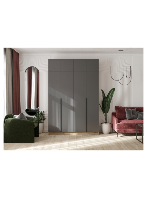 Шкаф Широн 1600 графит серый / дуб крафт золото с антресолью