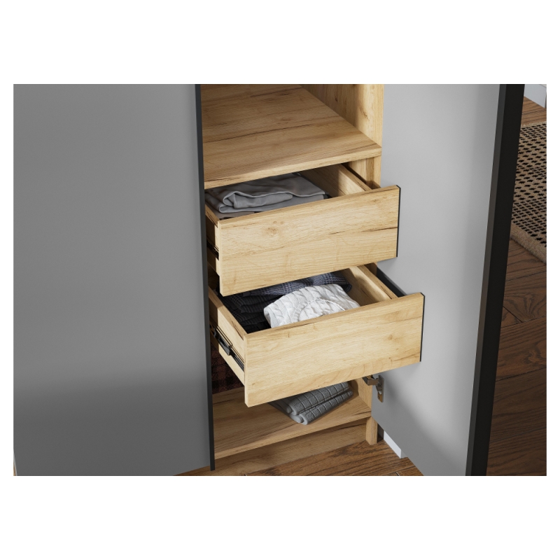 Шкаф Широн 1600 графит серый / дуб крафт золото с антресолью